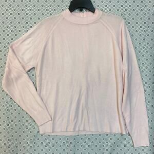 Designers Originals XL Pink Mock Neck Sweater Zip Back Lightweight Knit Pullover